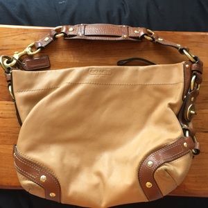 Tan leather coach purse
